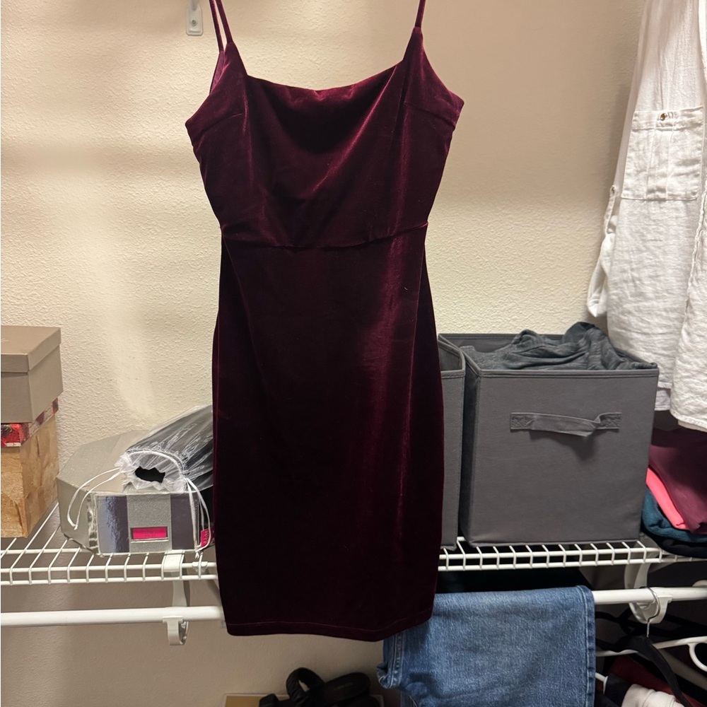 Elegant Burgundy Velvet Dress